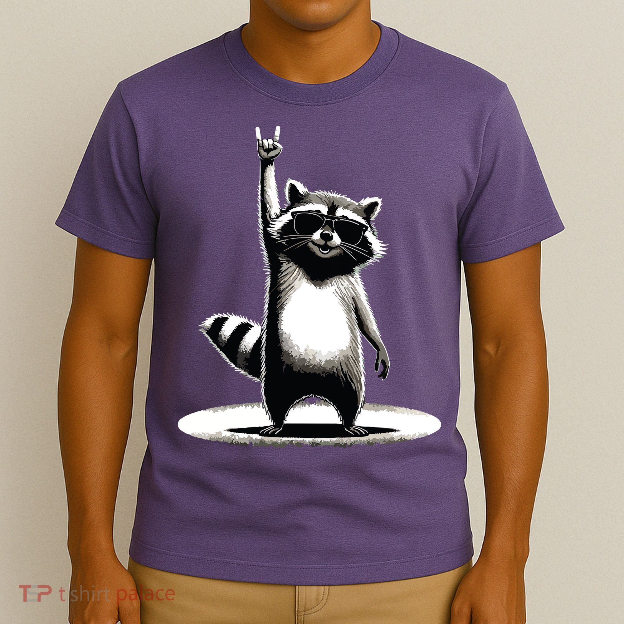 Retro Raccoon Rock Music Gift Funny Raccoon T-Shirt