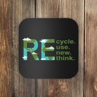 Recycle Reuse Renew Rethink Earth Day Coaster thumb 0