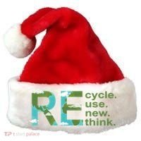Recycle Reuse Renew Rethink Earth Day Santa Hat thumb 0
