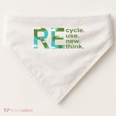 Recycle Reuse Renew Rethink Earth Day USA-Made Doggie Bandana