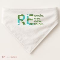 Recycle Reuse Renew Rethink Earth Day USA-Made Doggie Bandana thumb 0