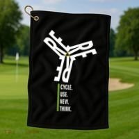Recycle Reuse Renew Rethink Wind Turbine Wind Enerergy Gift Golf Towel thumb 1