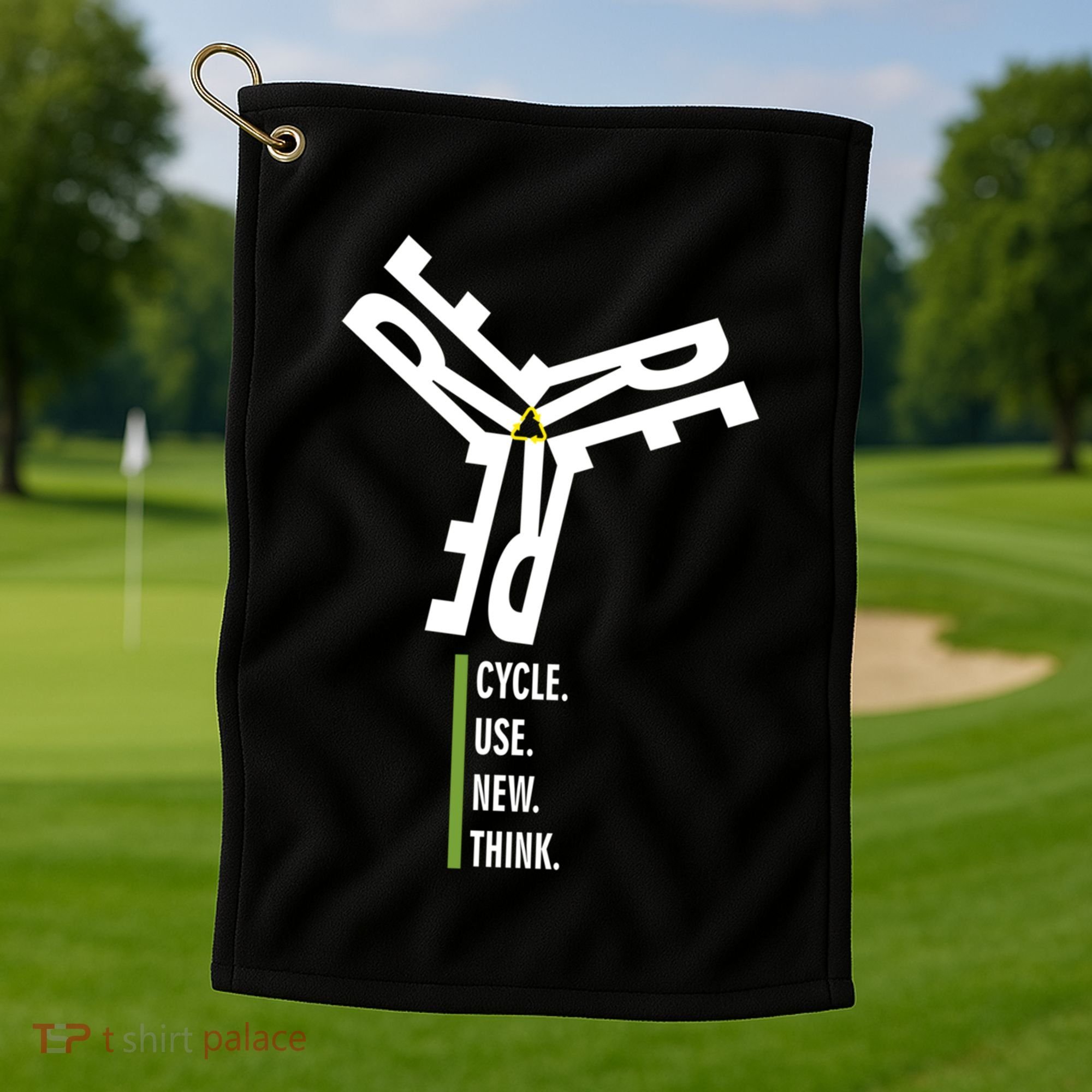 Recycle Reuse Renew Rethink Wind Turbine Wind Enerergy Gift Golf Towel