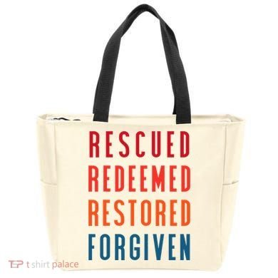 Rescued, Redeemed, Restored, Forgiven Religious Christian Tote Bag