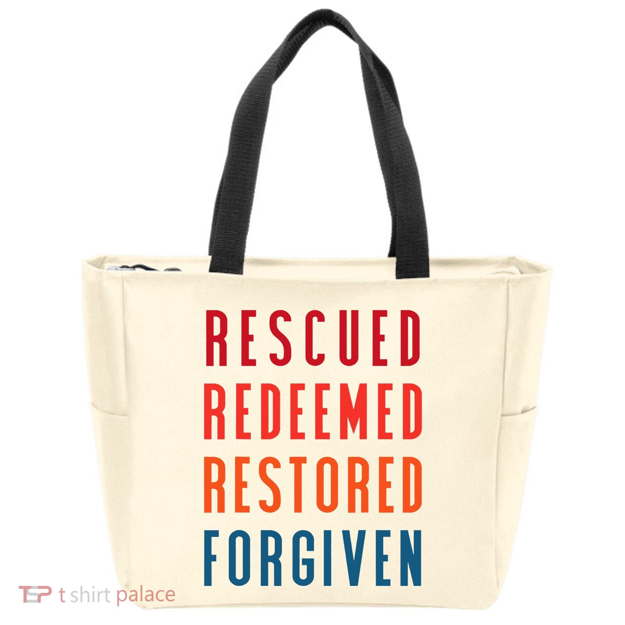 Rescued, Redeemed, Restored, Forgiven Religious Christian Tote Bag