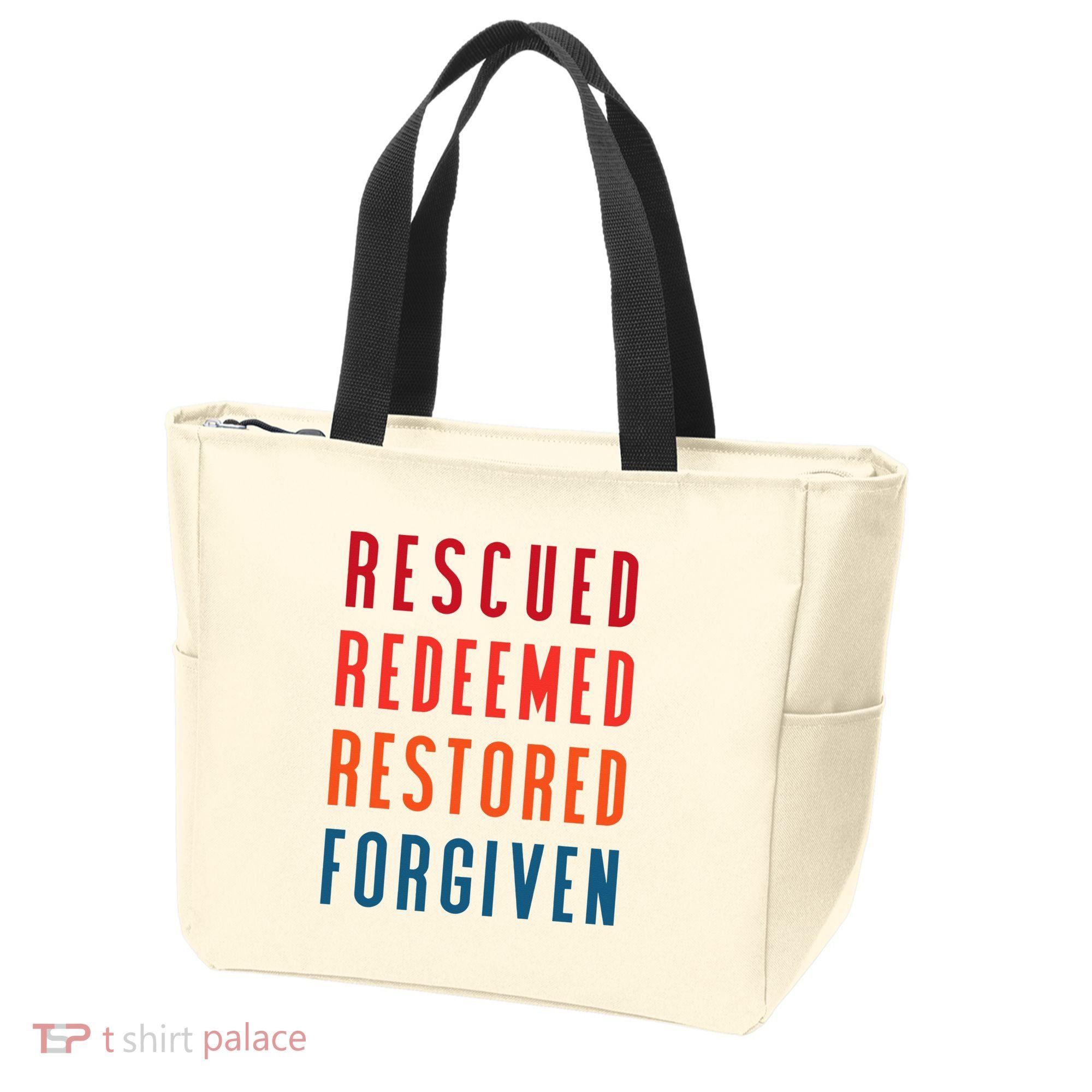 Rescued, Redeemed, Restored, Forgiven Religious Christian Tote Bag