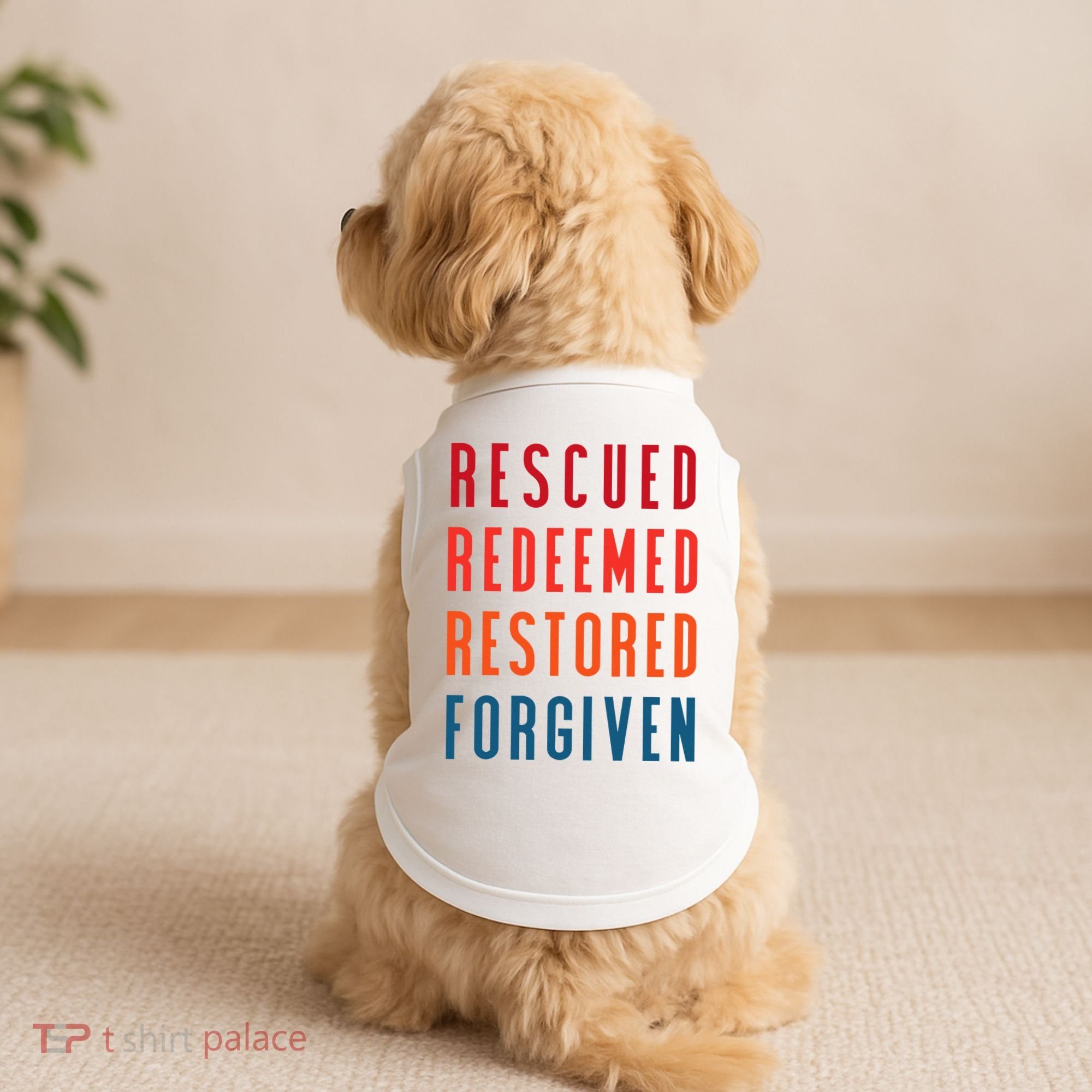 Rescued, Redeemed, Restored, Forgiven Religious Christian Doggie Tank