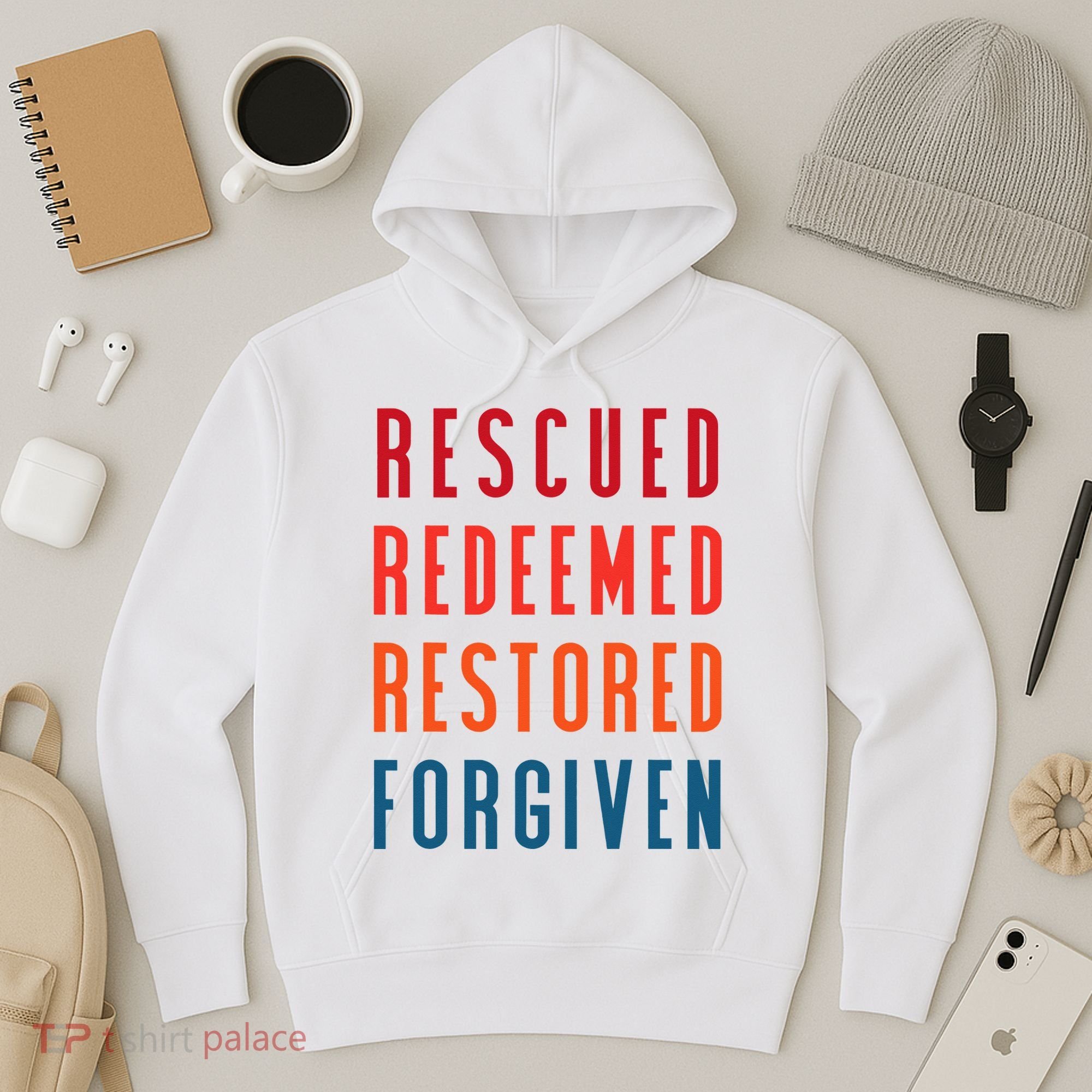 Rescued, Redeemed, Restored, Forgiven Religious Christian Hoodie