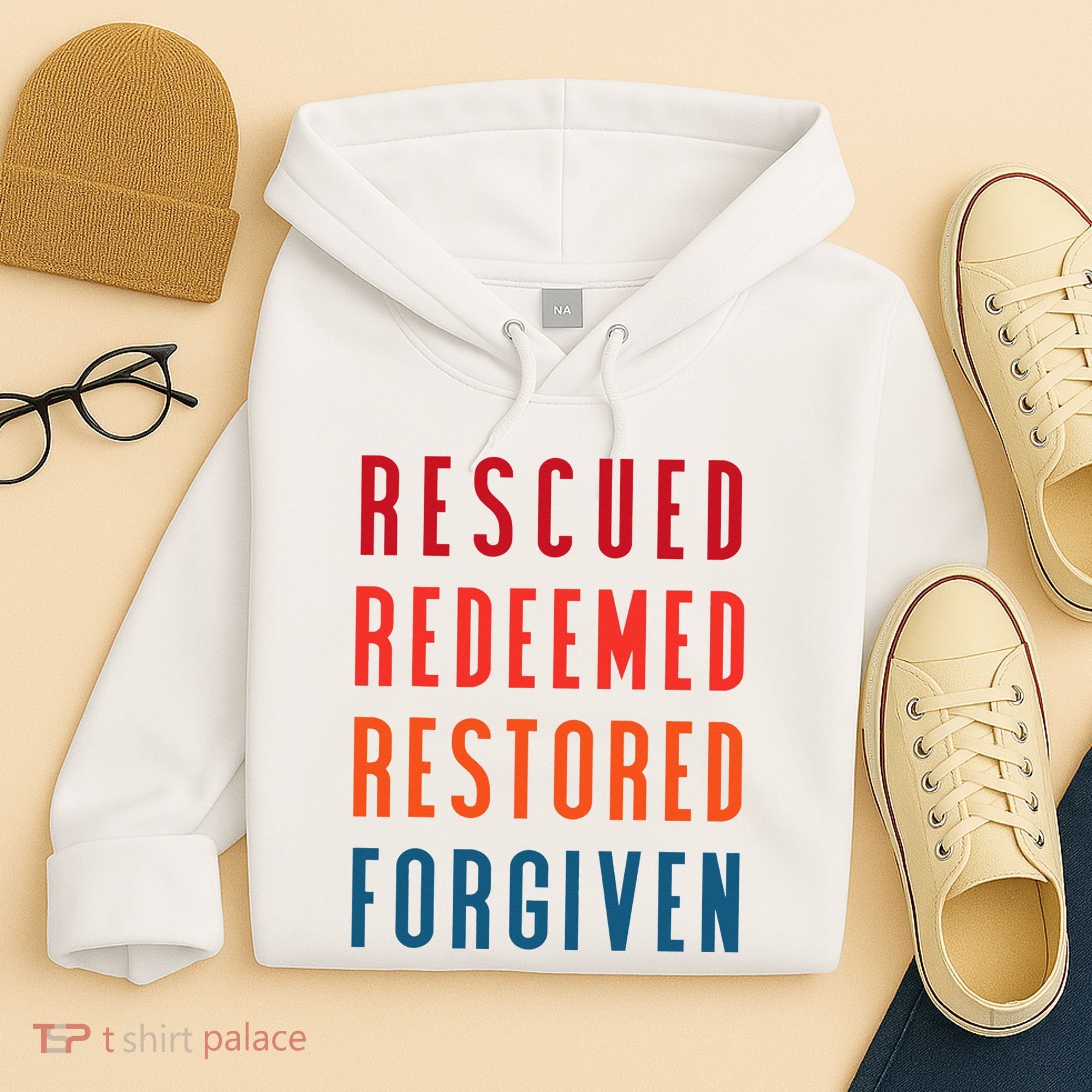 Rescued, Redeemed, Restored, Forgiven Religious Christian Hoodie