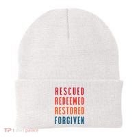 Rescued, Redeemed, Restored, Forgiven Religious Christian Beanie thumb 0
