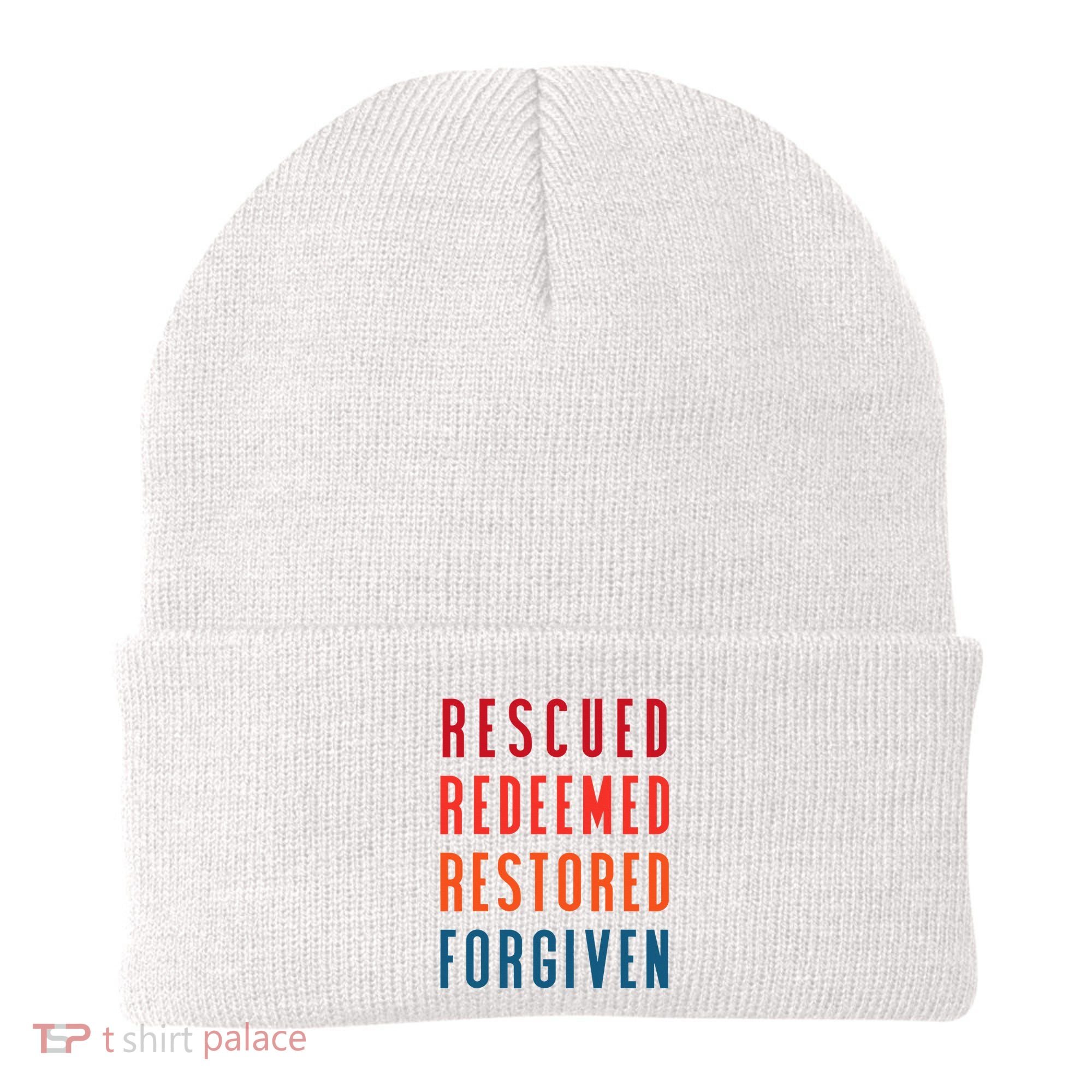 Rescued, Redeemed, Restored, Forgiven Religious Christian Beanie