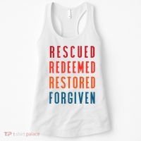Rescued, Redeemed, Restored, Forgiven Religious Christian Women's Tank Top thumb 0