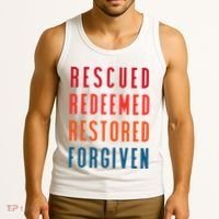 Rescued, Redeemed, Restored, Forgiven Religious Christian Tank Top thumb 3