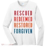 Rescued, Redeemed, Restored, Forgiven Religious Christian Women's Long Sleeve Shirt thumb 0