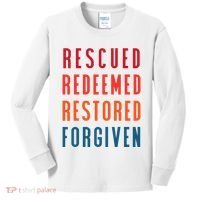 Rescued, Redeemed, Restored, Forgiven Religious Christian Kids Long Sleeve Shirt thumb 0