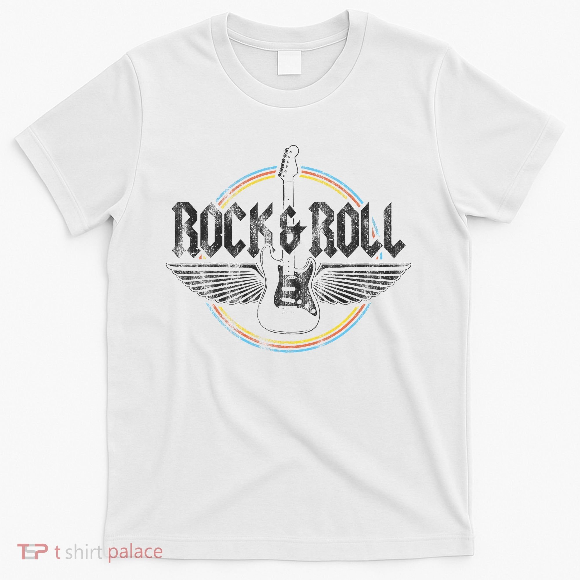 Retro Rock & Roll Guitar Wings Music Concert Band T-Shirt