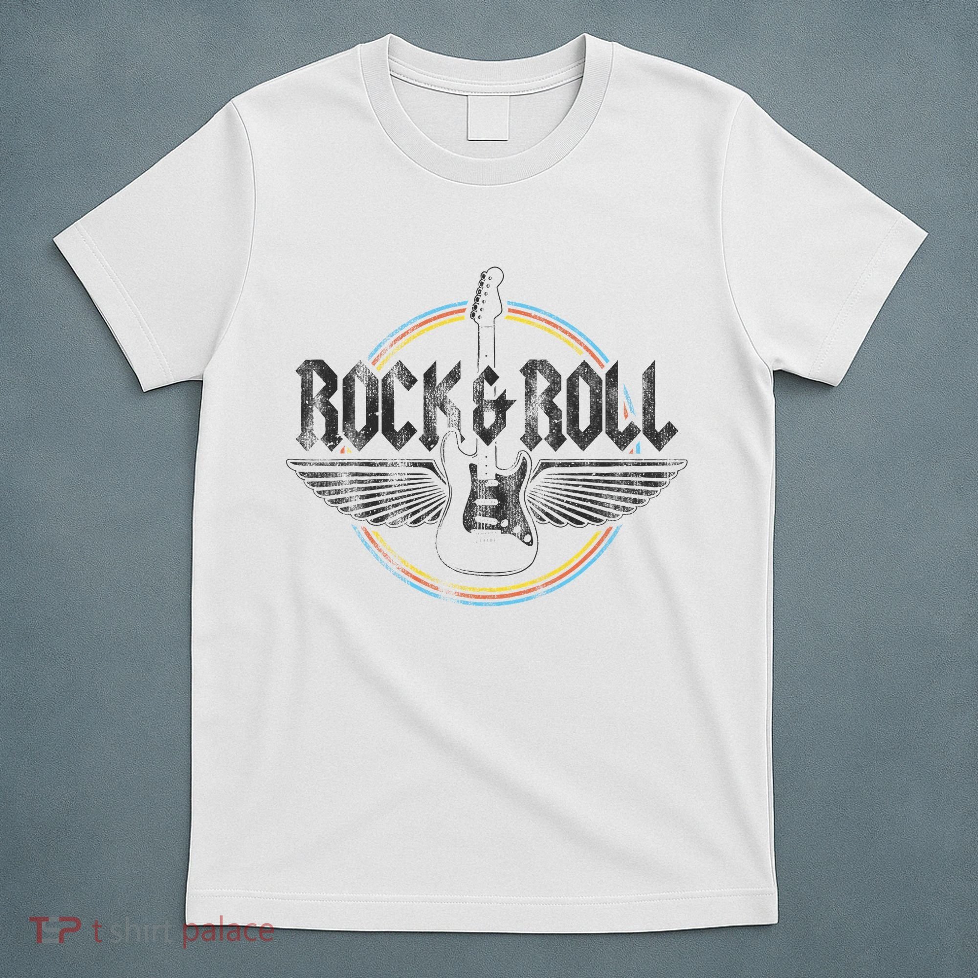 Retro Rock & Roll Guitar Wings Music Concert Band T-Shirt