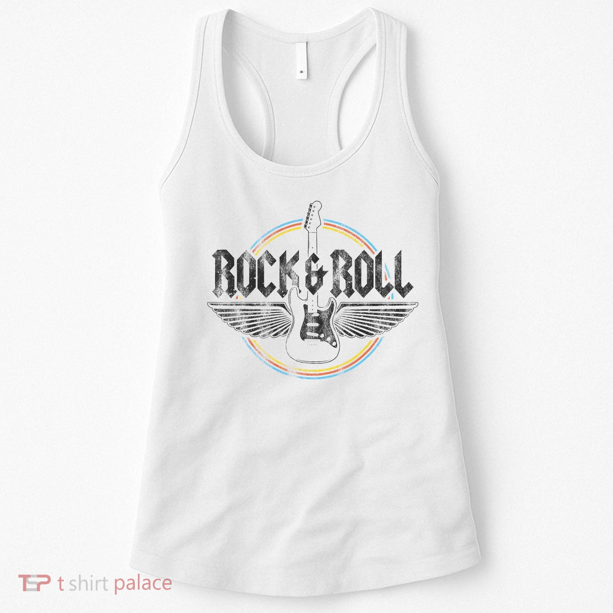 Retro Rock & Roll Guitar Wings Music Concert Band Women's Tank Top