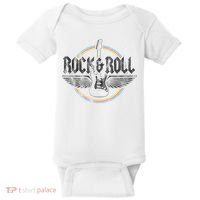 Retro Rock & Roll Guitar Wings Music Concert Band Baby Bodysuit thumb 0