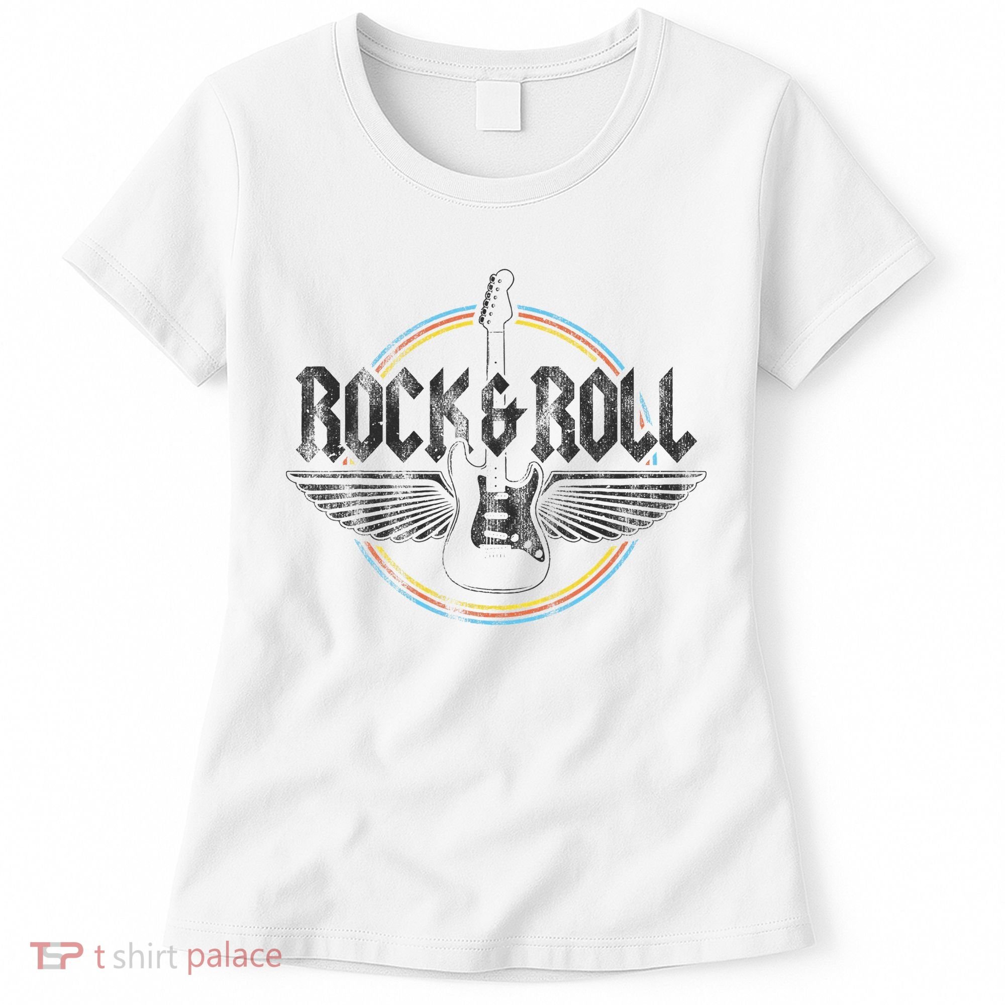 Retro Rock & Roll Guitar Wings Music Concert Band Women's T-Shirt