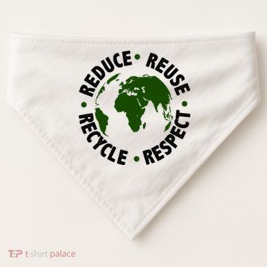 Recycle Reduce Reuse Respect Earth Day USA-Made Doggie Bandana