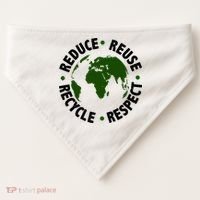 Recycle Reduce Reuse Respect Earth Day USA-Made Doggie Bandana thumb 0