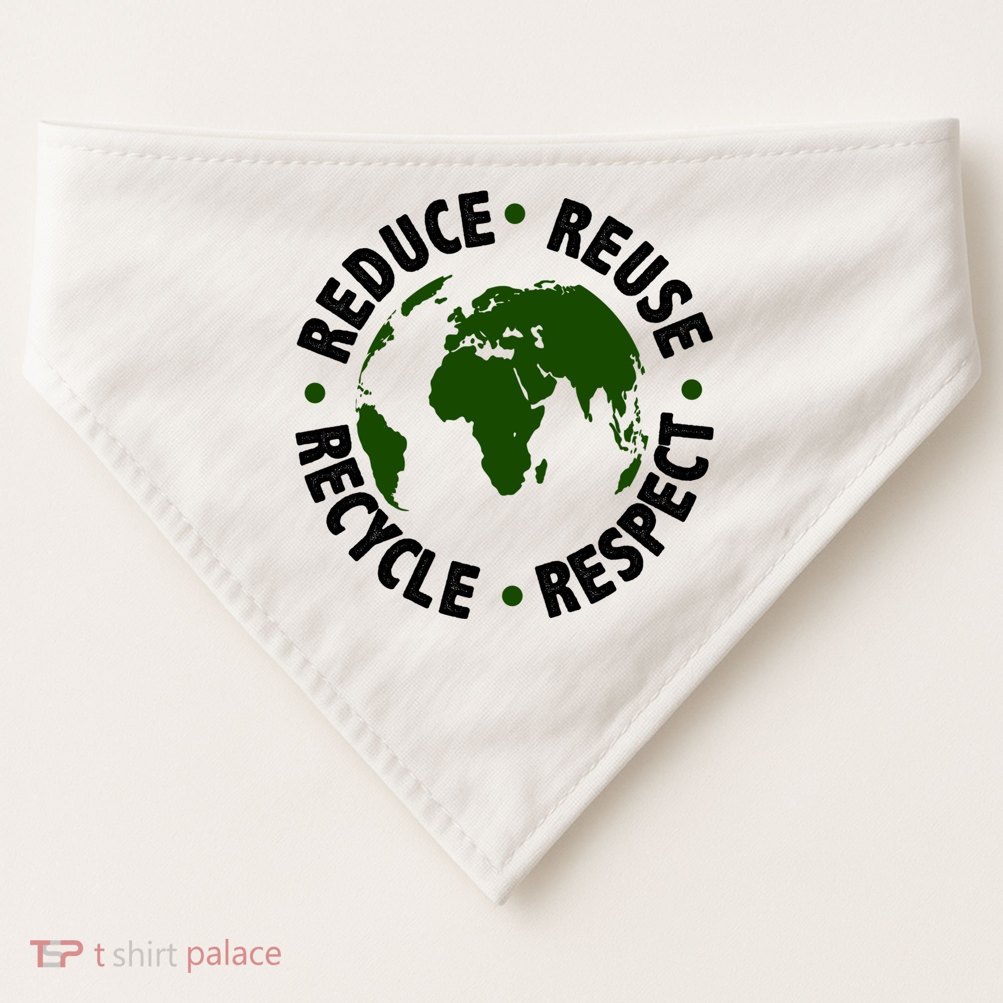 Recycle Reduce Reuse Respect Earth Day USA-Made Doggie Bandana