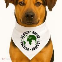 Recycle Reduce Reuse Respect Earth Day USA-Made Doggie Bandana thumb 1