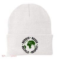Recycle Reduce Reuse Respect Earth Day Beanie thumb 0