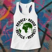 Recycle Reduce Reuse Respect Earth Day Women's Tank Top thumb 3