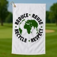 Recycle Reduce Reuse Respect Earth Day Golf Towel thumb 1