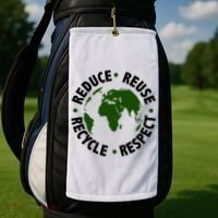 Recycle Reduce Reuse Respect Earth Day Golf Towel thumb 2