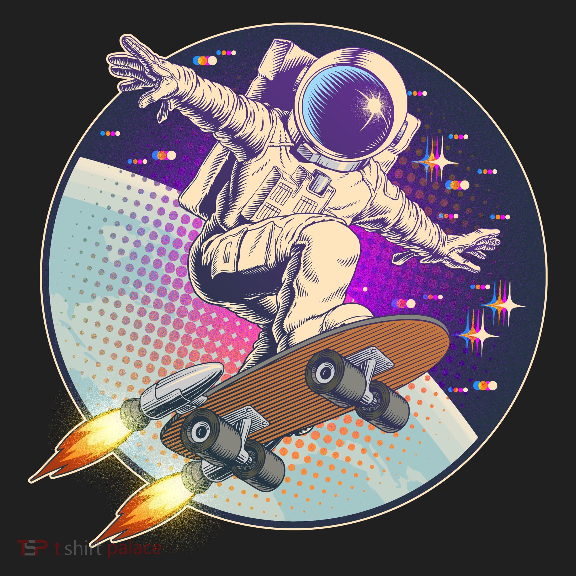 Retro Rocket Skateboarding Space Astronaut Women's Sweatshirt