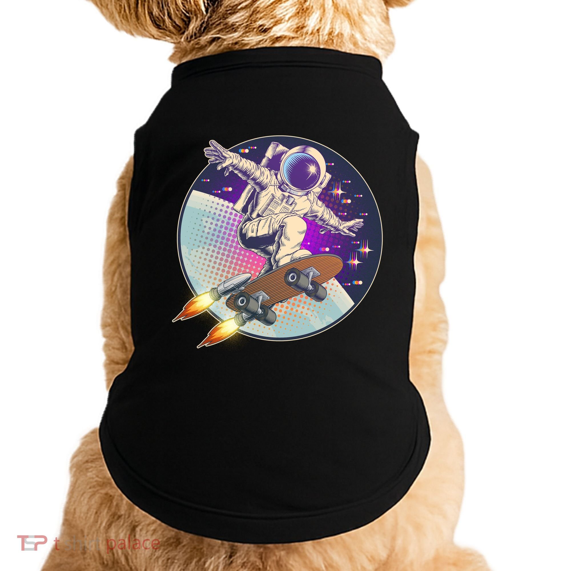 Retro Rocket Skateboarding Space Astronaut Doggie Tank