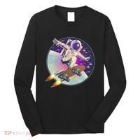 Retro Rocket Skateboarding Space Astronaut Long Sleeve Shirt thumb 0