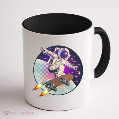 Retro Rocket Skateboarding Space Astronaut Coffee Mug back