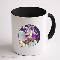 Retro Rocket Skateboarding Space Astronaut Coffee Mug thumb 1