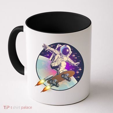 Retro Rocket Skateboarding Space Astronaut Coffee Mug