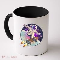 Retro Rocket Skateboarding Space Astronaut Coffee Mug thumb 0