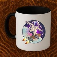 Retro Rocket Skateboarding Space Astronaut Coffee Mug thumb 2