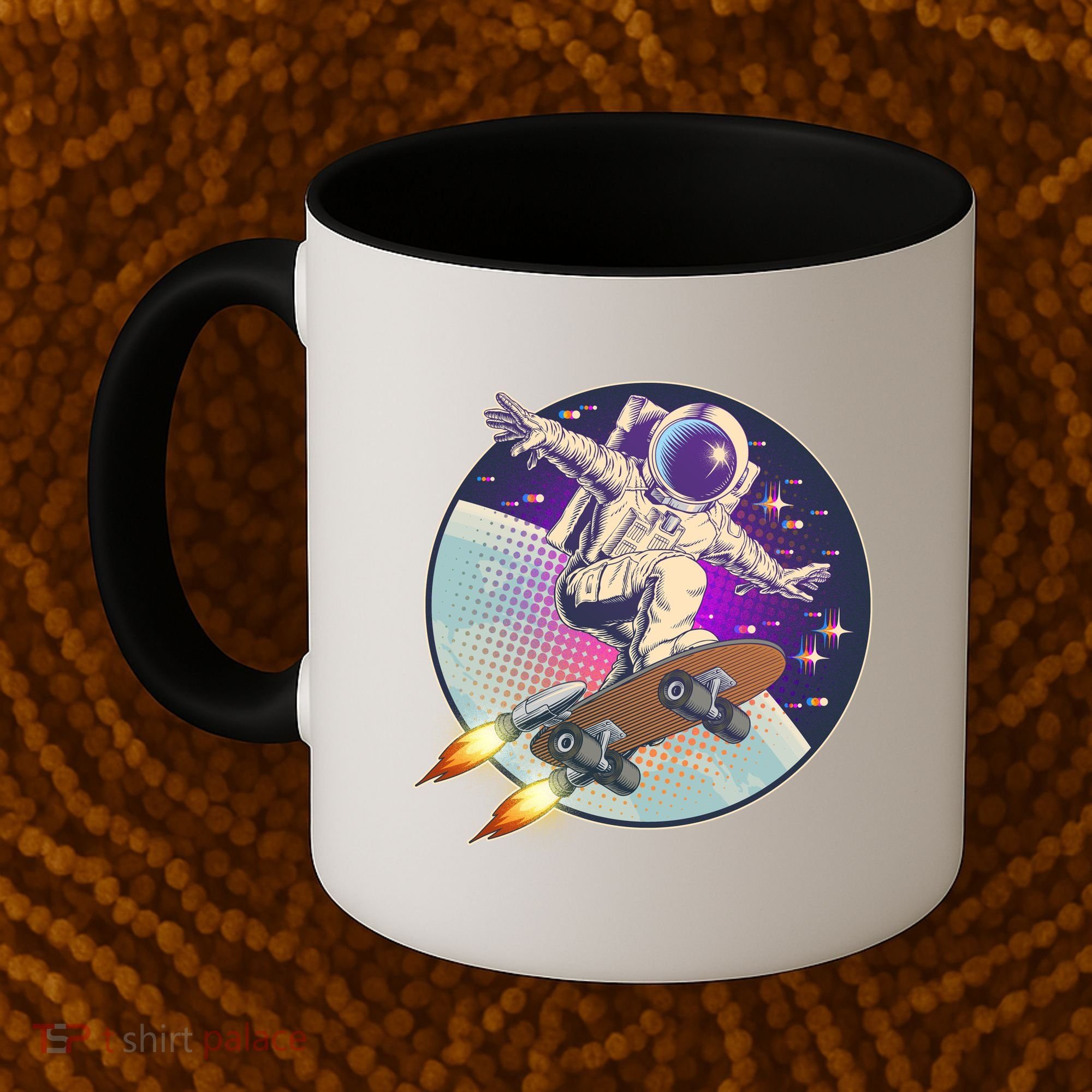 Retro Rocket Skateboarding Space Astronaut Coffee Mug
