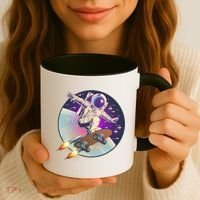 Retro Rocket Skateboarding Space Astronaut Coffee Mug thumb 3