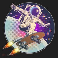 Retro Rocket Skateboarding Space Astronaut Beanie thumb 2