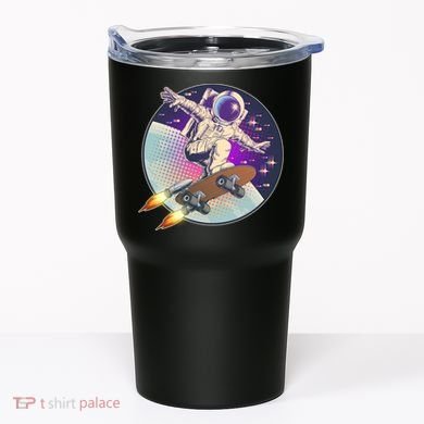 Retro Rocket Skateboarding Space Astronaut Tumbler
