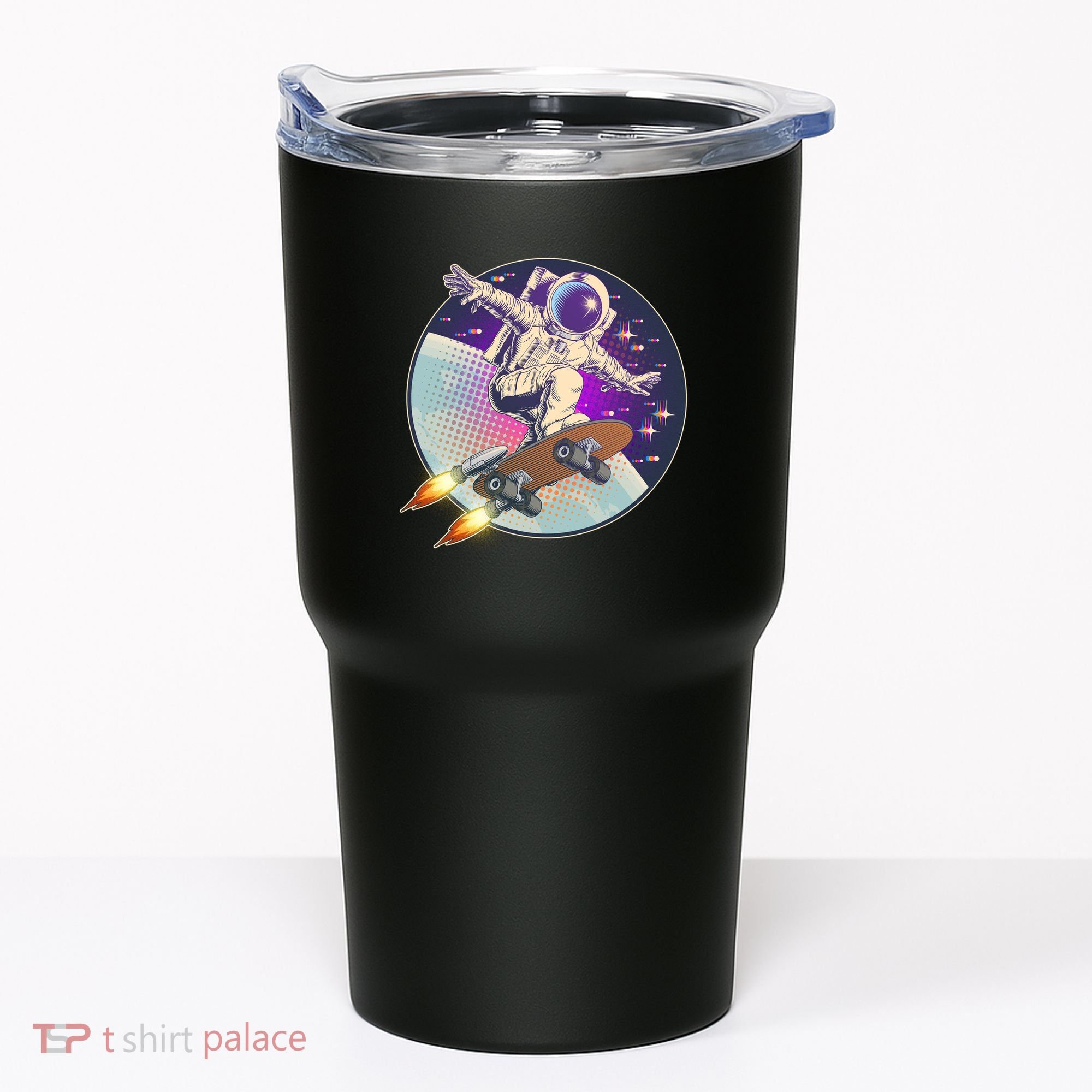 Retro Rocket Skateboarding Space Astronaut Tumbler