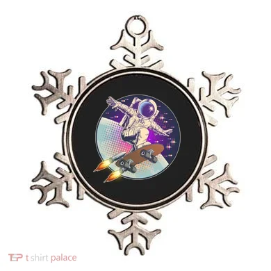 Retro Rocket Skateboarding Space Astronaut Ornament
