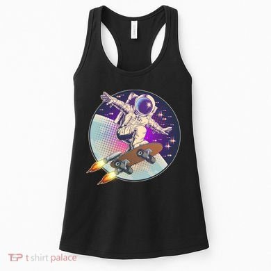 Retro Rocket Skateboarding Space Astronaut Women's Tank Top