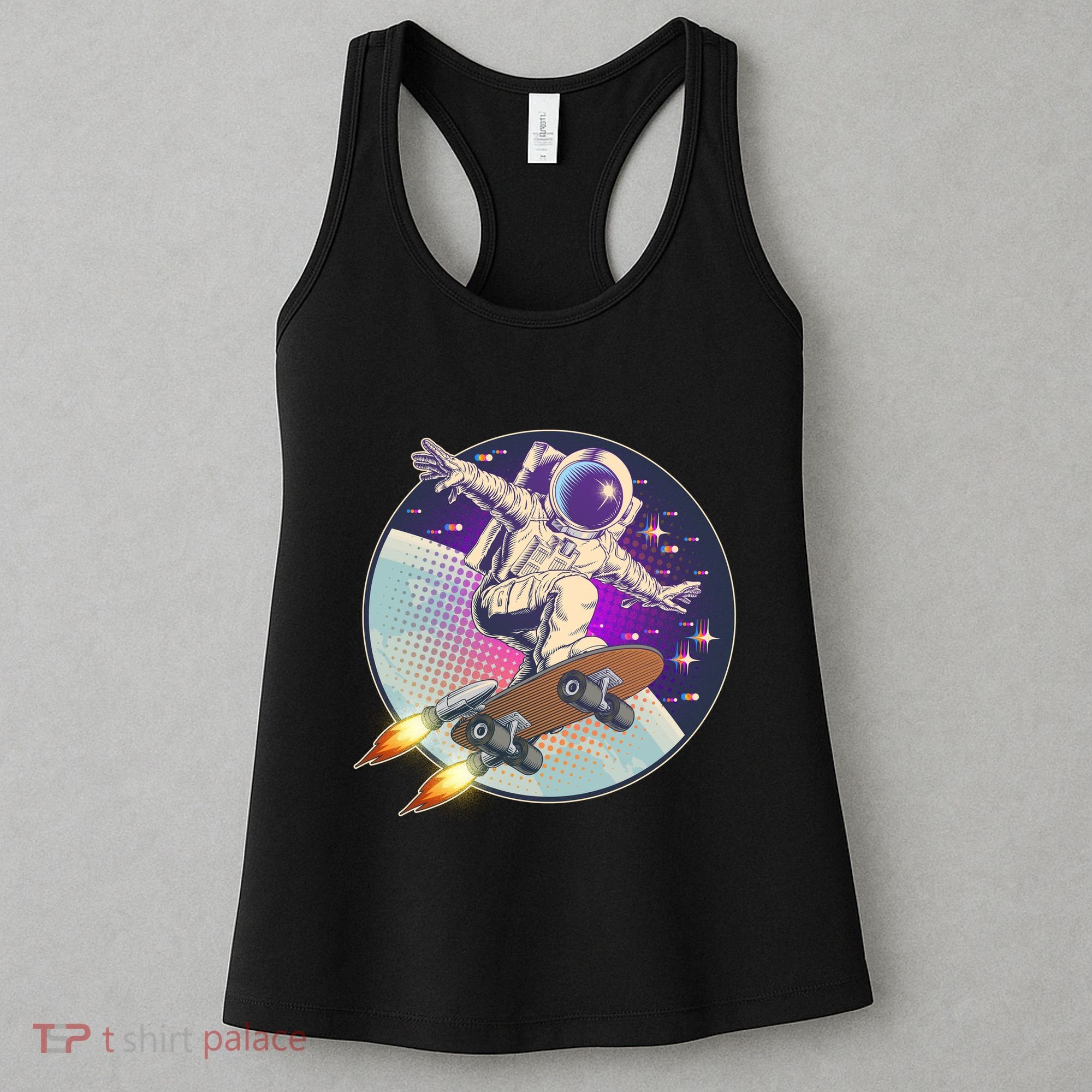Retro Rocket Skateboarding Space Astronaut Women's Tank Top