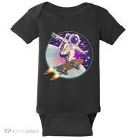 Retro Rocket Skateboarding Space Astronaut Baby Bodysuit thumb 0