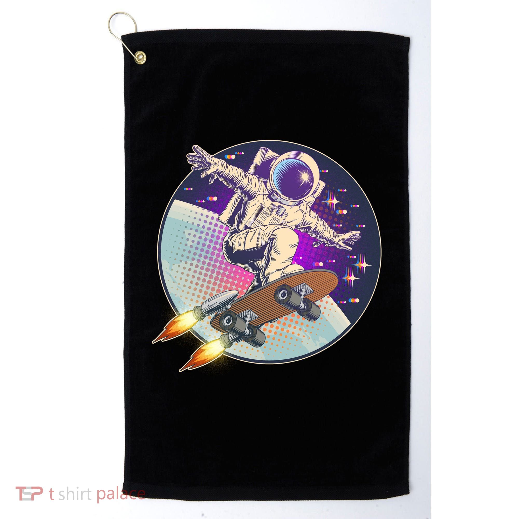 Retro Rocket Skateboarding Space Astronaut Golf Towel